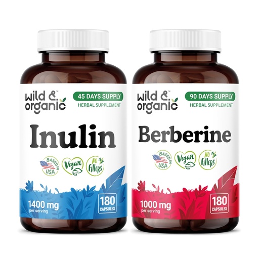 [BRSRGHYROYCRGCLD] Wild & Organic Inulin 180 Capsules & Berberine 180 Capsules