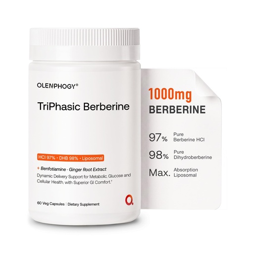 [BRSRG2QDBAHREAA4] 1000mg Berberine, 9X Absorption Liposomal Berberine, Ultra Pure Dihydroberberine & Berberine HCl, Digestive-Friendly Berberine Supplement for Metabolic Support, Gut Balance,60 Veg Capsules