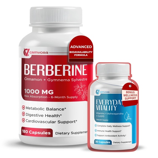[BRSREGIHO4NR43AV] Berberine 1000mg Liposomal – 180 Capsules | Cinnamon & Gymnema | Max Absorption for Metabolic, Digestive & Heart Support