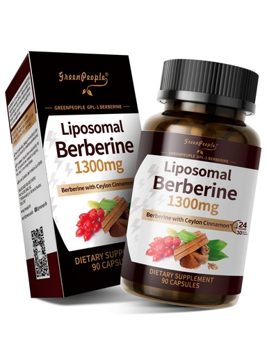 [BRSREYL6BV6AACTJ] GREENPEOPLE Liposomal Berberine HCL1300mg - Berberine Supplement with Ceylon Cinnamon Activates AMPK - High Absorption Formula Healthy Weight Support – Non-GMO/Vegan – 45-Day