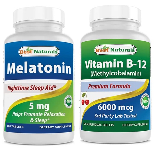 [BRSRMBDRAQJRQET4] Melatonin 5 mg & Vitamin B12 6000 mcg