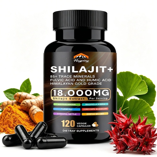 [BRSREHYDCQORSD3X] Shilajit Capsules, Himalayan Organic Shilajit for Men and Women, with Ashwagandha Ginseng, Fulvic Acid and More Trace Minerals - 120 Capsules