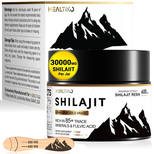[BRSRGBQFCB6AE2T6] Shilajit Resin, Himalayan Shilajit Organic - 600mg Potency Gold Grade, Shilajit for Men & Women with 85+ Trace Minerals & Fulvic Acid, for Stamina, Immunity, Strength, 50 Serving