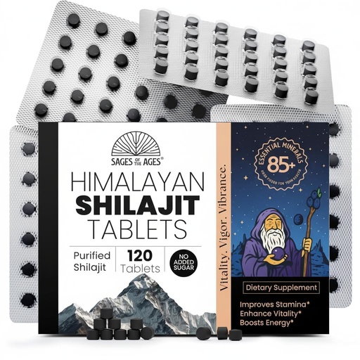 [BRSRAHQZPN6A4ELK] Himalayan Shilajit Tablets – Pure Gold-Grade Himalayan Extract – 200 mg Each, 120 Count – Organic, Lab-Tested Fulvic Acid for Energy, Stamina & Vitality Support for Men & Women