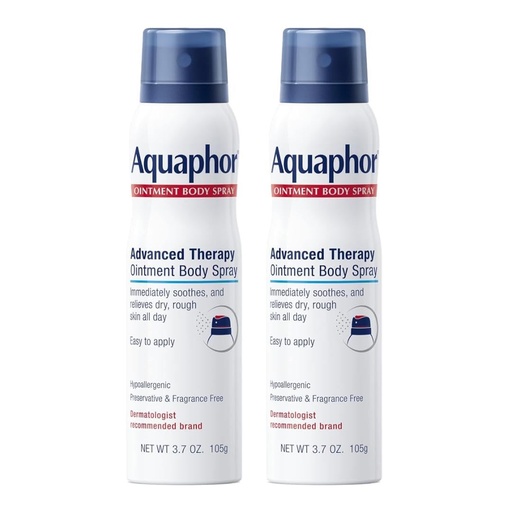 [BRSRAYARDEPGM2TK] Aquaphor Advanced Therapy Ointment Body Spray, Fragrance Free, Hypoallergenic, Spray Moisturizer for Dry Skin, Moisturizes and Heals Dry, Rough Skin, 3.7 Oz Can (Pack of 2)
