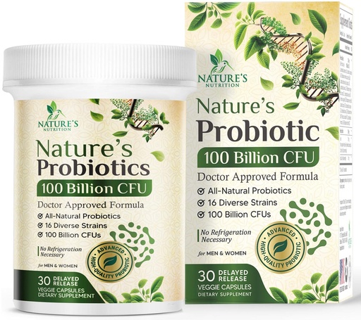 [BRSREYYTPJ4GKCLL] Probiotics 100 Billion CFU Per Serving - 16 Premium Strains + Prebiotics - Probiotic Supplement for Adults - Supports Immune & Digestive Health & Occasional Constipation, USA Bottled - 30 Capsules