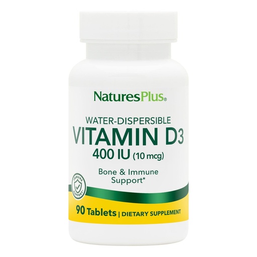 [BRSWKH32OYDQYD3E] NaturesPlus Vitamin D3 400 IU - 90 Water-Dispersible Tablets - Bone Strength & Immune Support - 90 Servings