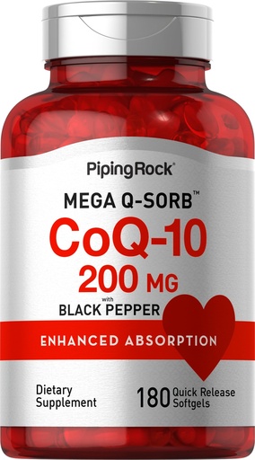 [BRSWIHQFB4DA2DT2] Piping Rock CoQ10 200mg | 180 Softgel Capsules | Supplement for Women and Men | Enhanced Absorption with Black Pepper Extract | Non-GMO, Gluten Free