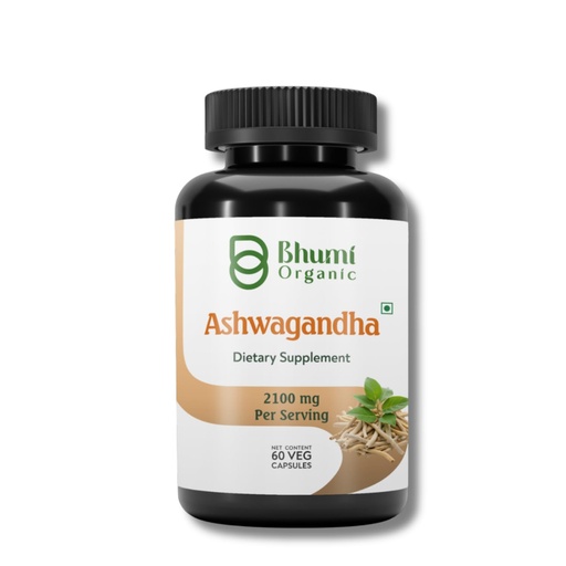 [BRSRE2QDPMHAOALU] Organic Ashwagandha 2,100 mg - 60 Veggie Capsules Pure Organic Ashwagandha Powder and Root Extract - Stress Relief, Mood Enhancer