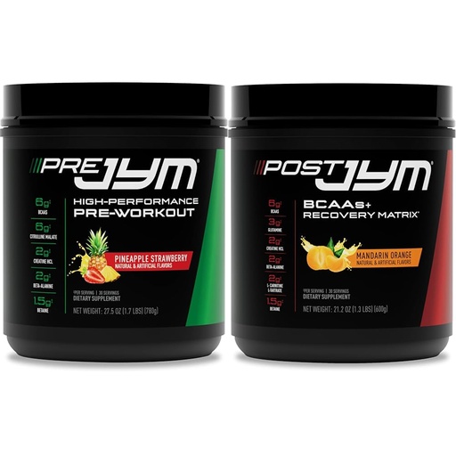 [BRSRAYYYAF7B6ETZ] PRE JYM 30 Servings - Pineapple Strawberry & Post JYM Active Matrix - Post-Workout with BCAA's, Glutamine, Creatine HCL, Beta-Alanine, and More | JYM Supplement Science | Mandarin Orange Flavor, 30 Servings, 1.3 Pound