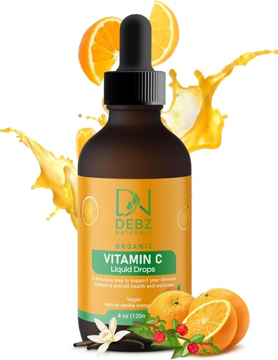 [BRSROBQRBV7QEF3U] Organic Liquid Vitamin C Drops - Immune Support Supplement - Vegan - Made in USA - 4 oz - Convenient - Tasty