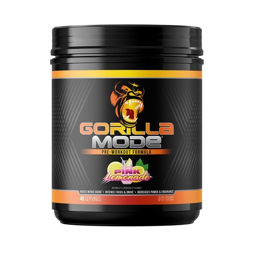 [BRSREGA6BMHBA33A] Gorilla Mode Pre Workout - Massive Pumps Laser Focus Energy Power - L-Citrulline, Creatine, L-Tyrosine, Betaine, Hydroprime, Alpha-GPC, 400mg Caffeine, Huperzine A - 784g (Pink Lemonade)