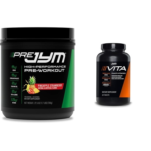 [BRSRAYYYAB7AACL7] PRE JYM 30 Servings Pineapple Strawberry & Vita JYM Sports Multivitamin 60 Tablets