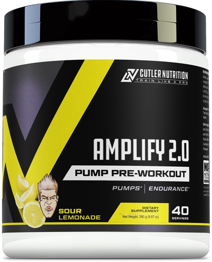 [BRSWYZAQAF6QMA34] Cutler Nutrition Amplify Pump Pre Workout Caffeine Free Nitric Oxide Booster containing Arginine and Citrulline Pre-Workout for Maximum Pumps Sour Lemonade Flavor