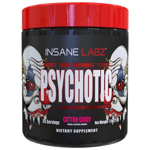 [BRSW2HAFA4FR43LV] Insane Labz Psychotic, High Stimulant Pre Workout Powder, Extreme Lasting Energy, Focus and Endurance with Beta Alanine, Creatine Monohydrate DMAE, 35 Srvgs (Cotton Candy)