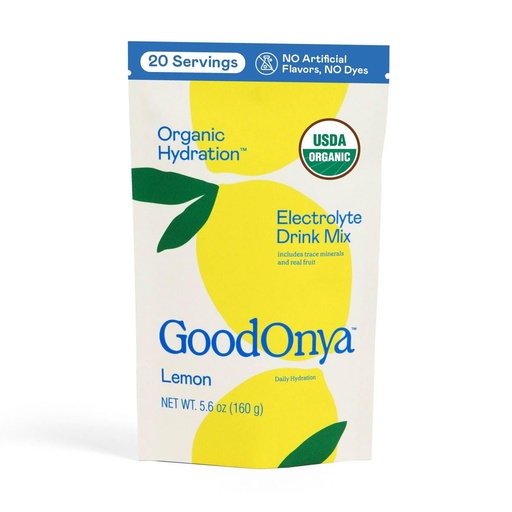 [BRSWGAAFC4CWO3AY] GOODONYA NADRU Organik Electrolyte Minum Mix, bubuk Hidration Organik Tersertifikasi, Non- GMO, Biochecked Glyphosate Bebas, Gula Rendah, Flavor Lemonade, Tidak ada Flavors Articial, 20 Hamba