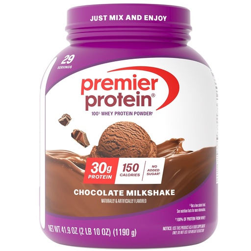 [BRSRAZQ6C4GQ4A37] Premier Protein Powder, Chocolate Milkshake, 30g Protein, 1g Sugar, No Soy, Gluten Free, 41.9oz (29 Servings)
