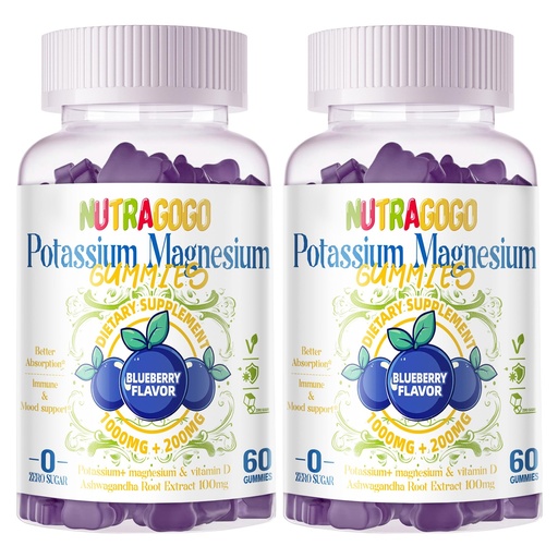 [BRSRAAQYBYHGAGQU] Potassium Magnesium Gummies,Potassium Supplement w/Ashwagandha,High Absorption Magnesium Glycinate,B6,D3,Potassium Citrate for Leg Cramps,Muscle,Electroyte for Adults Kids,Sugar-Free, 120 Gummies