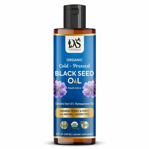 [BRSRGYY3BZ6WEA3O] Organic Black Seed Oil Cold-Pressed 8 fl oz | Unrefined Nigella Sativa, 3 times Thymoquinone (Over 1.5%) | 100% Pure and Natural Black Cumin Seed Oil, Omega 3 6 9, Non-GMO, Vegan ~ Das Naturals