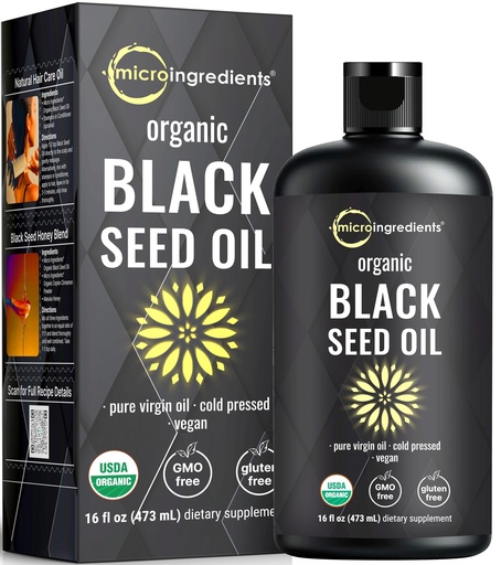 [BRSROBA3OUCAY2Q6] Micro Ingredients Black Seed Oil Organic Cold Pressed, 16 fl oz | Rich in Thymoquinone & Omega 3 6 9 | Unrefined from Nigella Sativa Seeds | Immune, Hair & Skin Support* | Non-GMO - 3 Months Supply