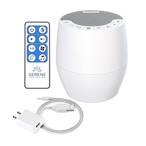 [BRSWYFATCAHBECTG] Serene Evolution White Noise Machine with 60 Soothing Sounds - Sound Machine for Adults and Baby - Noise Cancelling Sleep Music Device with Remote Control - Ideal for Office Privacy - Black
