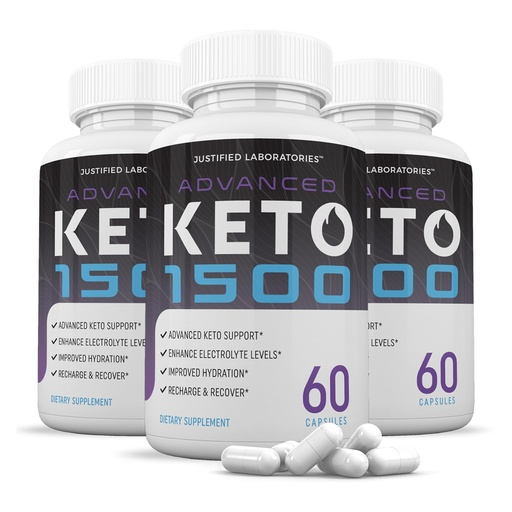 [BRSROBAYCMMGEGY6] Justified Laboratories Advanced Keto 1500 - Ketogenic Support from Apple Cider Vinegar, Green Tea Leaf, Vitamin C, Vitamin D3 & Extra Virgin Olive Oil - 60 Capsules, Pack of 3 (90 Servings)