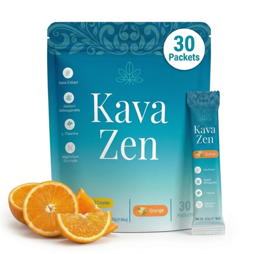 [BRSREAQ5CANWGAL5] Kava Zen Powdered Calming Drink Mix | Kava Extract, L-Theanine, Ashwagandha, Magnesium Glycinate | Relaxation, Calm, Sleep Aid, Cortisol Reducer & Stress Relief | No Sugar, Non-GMO | 30 Stick Packs