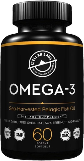 [BRSWGY35OUDWAELV] Stellar Labs Omega-3 Fish Oil Supplement - 60 CT LowFODMAP Certified
