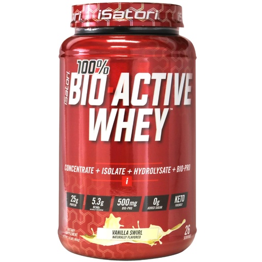 [BRSWKGQLCF4RAGD4] iSatori 100% Bio-Active Whey Protein Powder, Muscle Growth & Recovery with Whey Isolate, Hydrolysate, Concentrate, BCAAs & Colostrum Peptides, 25g of Protein Per Serving - Vanilla Swirl (26 Servings)