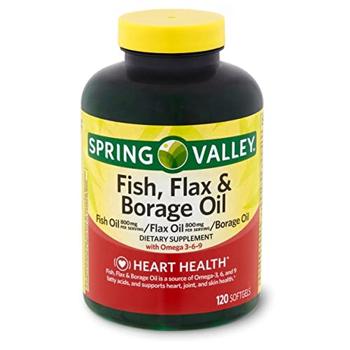 [BRSW2AD6CUJRQDY2] Spring Valley - Fish, Flaxseed, Borage Oil, Omega 3, 6, 9, 120 Softgels + Your Vitamin Guide©