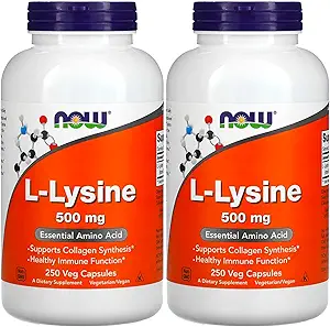 [BRSWIBYHBIABO2TK] NOW Foods L-lysine 500 mg, 250 Capsules (Pack of 2)