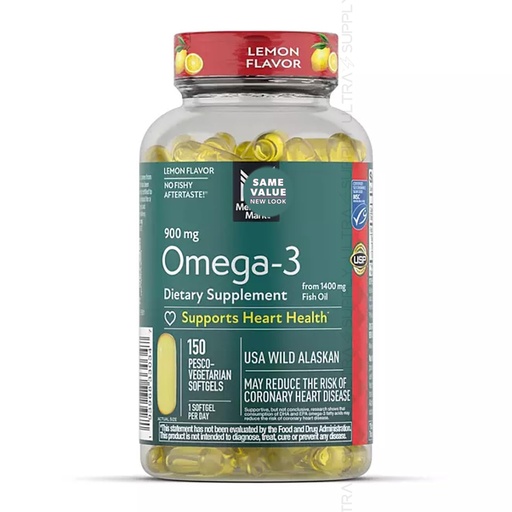 [BRSRACARAEMGE23L] Members Mark Omega 3 Fish Oil, (150 Count.) 900 mg – Wild Alaskan, MSC-Certified Sustainable, Supports Heart & Brain Health, No Fishy Aftertaste