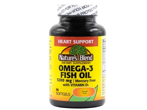 [BRSWIGQRA5YWMCTI] Nature's Blend Omega-3 Fish Oil 1200 mg and Vitamin D3 1000 IU 90 Softgels