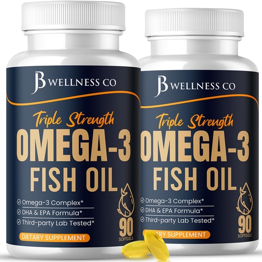 [BRSREAY2OYAQ4ADG] Triple Strength Omega 3 Fish Oil 3750 mg - EPA & DHA - Over 3000mg Omega-3 Fatty Acids - 1350mg EPA + 900mg DHA - Best Essential Fatty Acids, Burpless Fish Oil - 180 Count