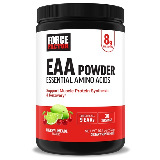 [BRSROAY5CUBA4FAU] Force Factor Essential Amino Acids, Full Spectrum EAAs Amino Acids Powder, Amino Acids Supplement for Women and Men to Support Healthy Muscle and Workout Recovery, Cherry Limeade, 30 Servings