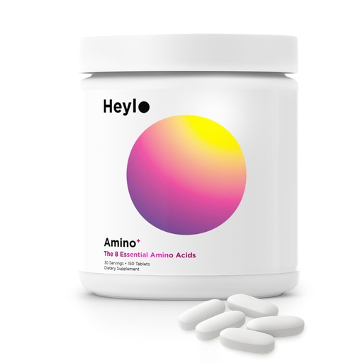 [BRSREZYKAQMGGYDK] Heylo Amino+ Acid Supplement Blend - Essential Amino Acids with BCAAs for Muscle Recovery, Energy, and Protein Synthesis | Healthy Skin & Joints - Vegan, Non-GMO, 150 Tablets