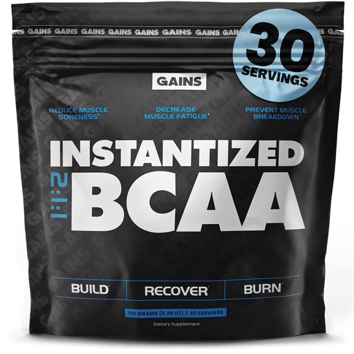 [BRSRMCQ7CF6RSGY6] Gains in Bulk BCAA Powder, Pre Workout Plant Based Branch Chain Amino Acids, Gluten Free, Vegan Supplement with Keratin for Endurance & Strength During & Post Workout, Unflavored, 30 Servings