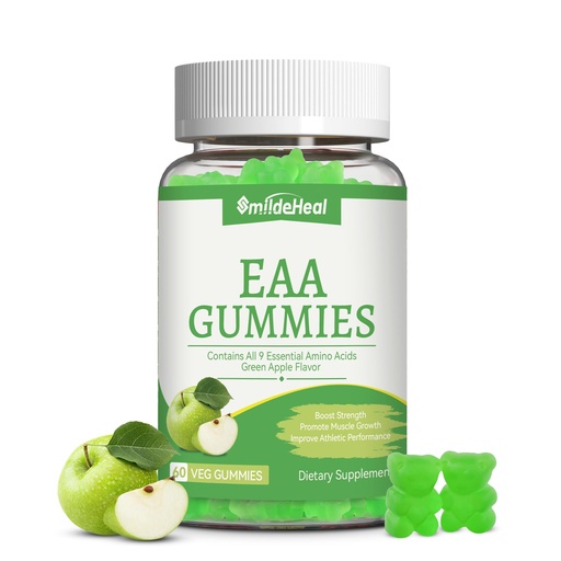 [BRSREFQ6CN5B4ETF] SmideHeal EAA Gummies, 5750 mg Essential Amino Acids - All 9 Essential Aminos (EAA) and All Branched-Chain Aminos (BCAAs), Non-GMO, Gluten Free, Vegetarian Friendly, Apple Flavor, 60 Gummies