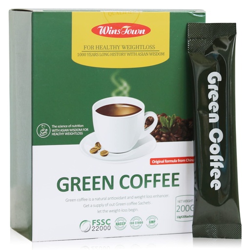 [BRSWGCD3AF6WAYA2] Wins Town Slimming Green Coffee, 200g Natural Diet Supplement for Healthy Weightloss, 20 Sachets, Powder Form