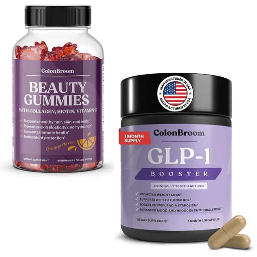 [BRSRGHY3B56B6FY3] ColonBroom GLP-1 Weight Management Supplement + Beauty Biotin & Collagen Gummies with Vitamin C | Supports Gut Health, Metabolic Wellness & Appetite | Hair, Skin and Nails Vitamins (30 Day Supply)