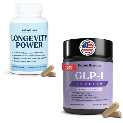[BRSRGBQTDICAYAY4] ColonBroom GLP-1 Weight Management (30 Servings) + Ubiquinol CoQ10 100mg Longevity Power Supplements (30 Capsules) GLP1 Supports Appetite Control, Energy & Mood Balance, CoQ10 Supports Cellular Health