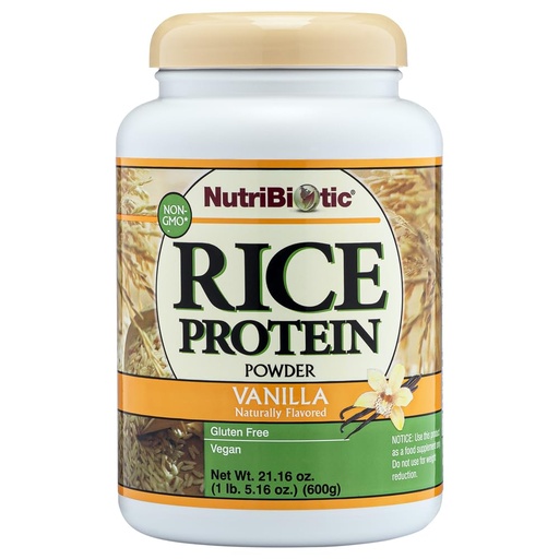 [BRSWIYQTBZ7BWGD2] NutriBiotic – Vanilla Rice Protein, 1 Lb 5 Oz (600g) | Low Carb, Keto-Friendly, Vegan, Raw Protein Powder | Grown & Processed Without Chemicals, GMOs or Gluten | Easy to Digest & Nutrient-Rich