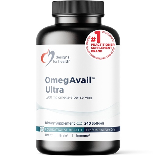 [BRSWIZ35CEHAA23O] Designs for Health OmegAvail Ultra TG Fish Oil 1200mg - Triglyceride Form Omega 3 Fish Oil Supplement with DHA/EPA - No Fishy Aftertaste (240 Softgels)