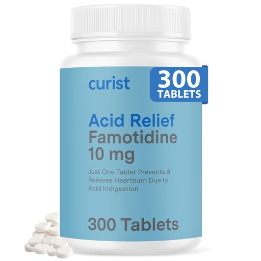 [BRSREGT2OYCQMFDK] Curist Famotidine 10mg Bulk Pack (300 Count Tablets) Acid Reflux Medicine for Heartburn Relief - OTC Maximum Strength Stomach Acid Reducer - Anti Acid Relief Tablets for Indigestion Heartburn Relief
