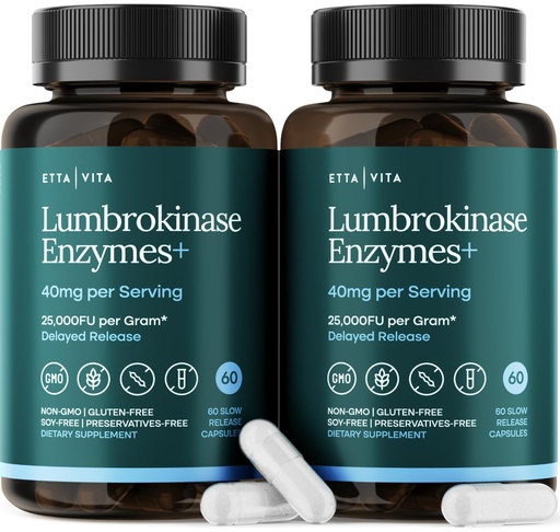 [BRSROFD2AEARSYLZ] Potent Lumbrokinase Supplement (120 Servings) 40mg/Serving (Max Activity - 800,000 Units) - Lumbrokinase Enzymes Capsules for Energy Support, Digestion, Cognition & Gut Health - Similar to Nattokinase