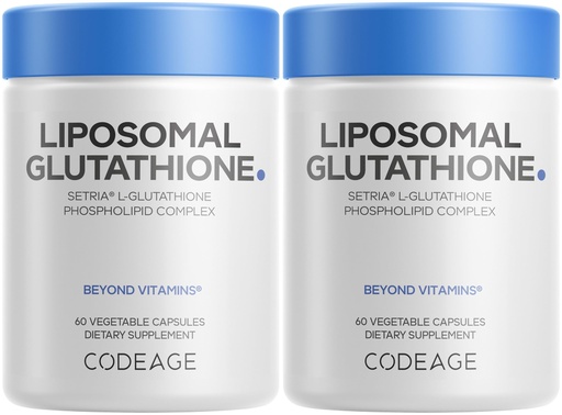 [BRSRMZAOCIJWKALZ] Codeage Liposomal Glutathione Supplement - Pure Reduced Setria L-Glutathione, Liposomal Delivery, Phospholipid Complex - Vegan, Non-GMO - 2-Pack