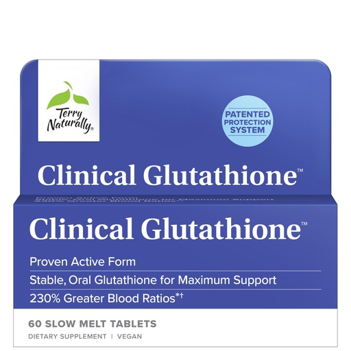 [BRSWIHYGCAOAECLM] Terry Naturally Clinical Glutathione - Antioxidant Supplement for High Absorption - Dietary Supplement with L-Glutathione - Vegan to Support Cell Health - 60 Slow Melt Tablets