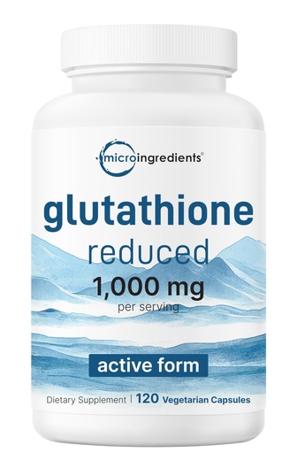[BRSRABINOUMQYCI7] Micro Ingredients Glutathione 1,000mg, 120 Veggie Capsules | Extra Strength Reduced Glutathione + Active Antioxidant Form | Liver Health & Immune Support Supplement | Non-GMO, Gluten Free, Vegan