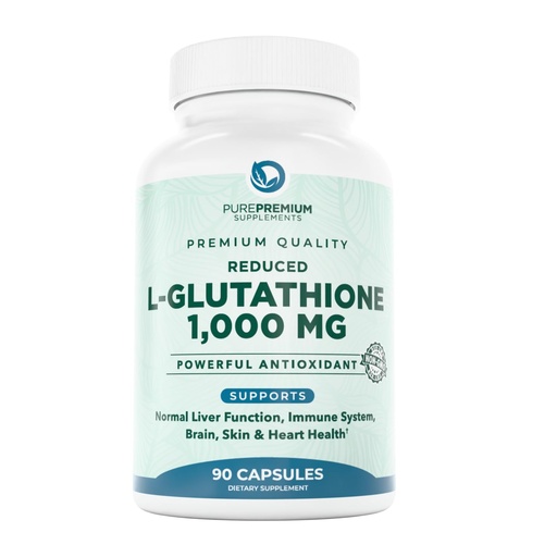[BRSRAHA5C4HA4CY3] PurePremium Reduced Glutathione 1000mg per Serving – 98% Purity – L-Glutathione Supplement 500mg per Capsule – Antioxidant Supplement for Liver Detox, Skin, Brain & Immune Support – 45-Day Supply