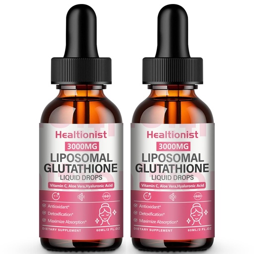 [BRSREHAKCUFR63I3] 2 Pack 3000mg Liposomal Glutathione Liquid Drops with Vitamin C, 98% Absorption, Glutathione Liposomal Supplement, Powerful Antioxidant Complex for Immune System, Liver, 4 Fl Oz per Bottle